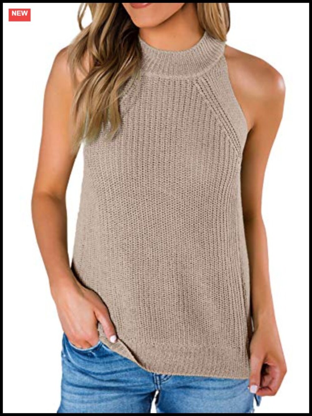 Women's Summer Halter Tank Top Sleeveless Knit Racerback Cami Sweater Vest